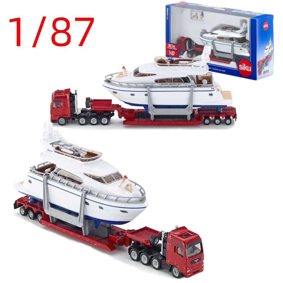 Model Kit Yacht - ダイキャスト 1/87 スケール大型輸送トラック車モデル合金トラック牽引ヨットプレイ車両収集価値のある装飾品おもちゃ男の子用