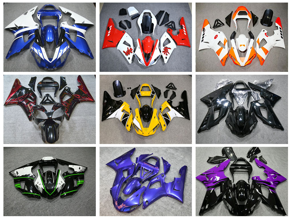 Model Kit New - 4つの新しいABSフェアリングキット - 2000年から2001年のヤマハYZF1000 R1モデルに適しています。 カスタマイズ可能なアクセサリー。