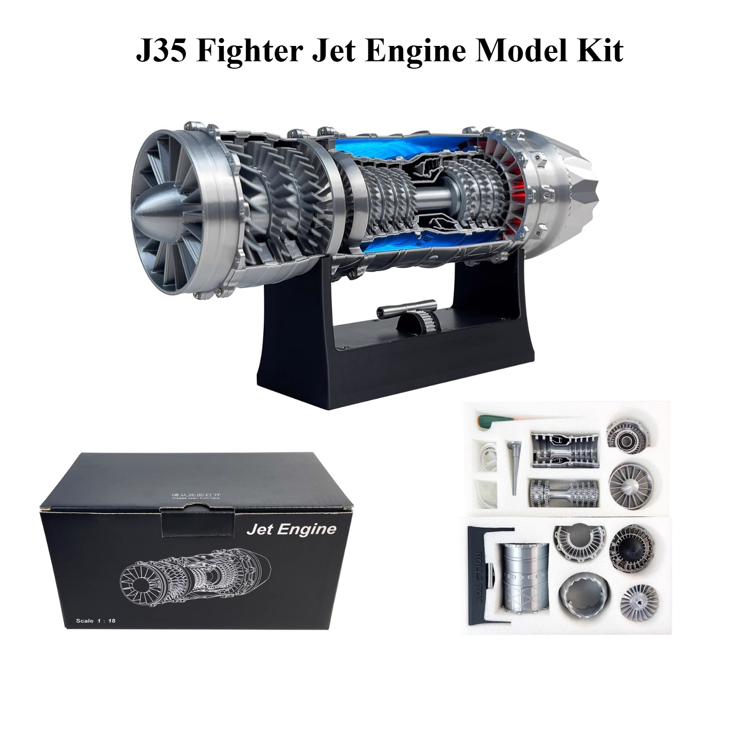 Model Kit Jet Engine - マイクロ J35 戦闘機エンジンモデルキット 3D プリントターボジェットエンジンモデルおもちゃ USB