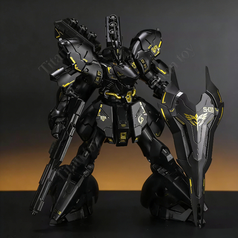 Model Kit Water Decal - 1/144 ブラックゴールドバージョンメカモデルキット RG サザビ組み立てアクションフィギュアおもちゃウォータースライドデカールとエフェクトパーツギフト付き