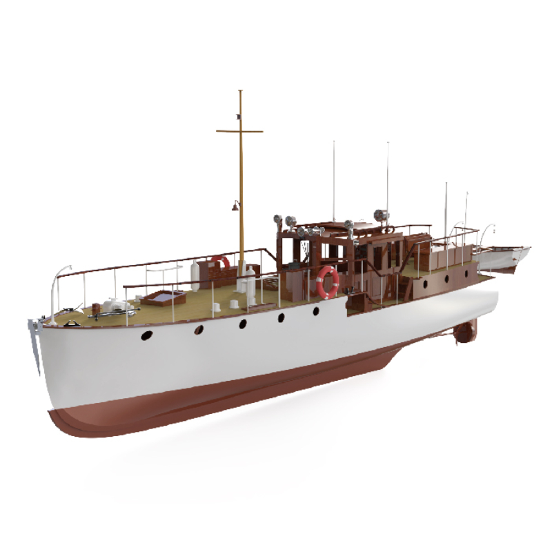 Model Kit Yacht - リモコン付き木製ボート,880mm,1/18木製ボートキット,青,鳥,ボート,レーザーカット,手動組み立て