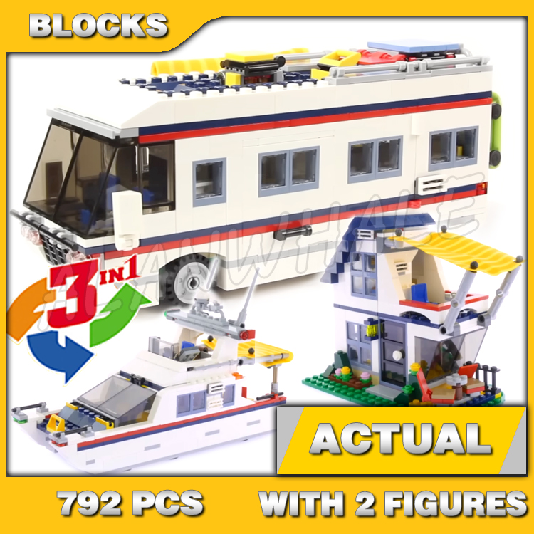 Model Kit Yacht - 792ピース 3in1 クリエイティブ バケーション ゲッタウェイ キャンピングカー