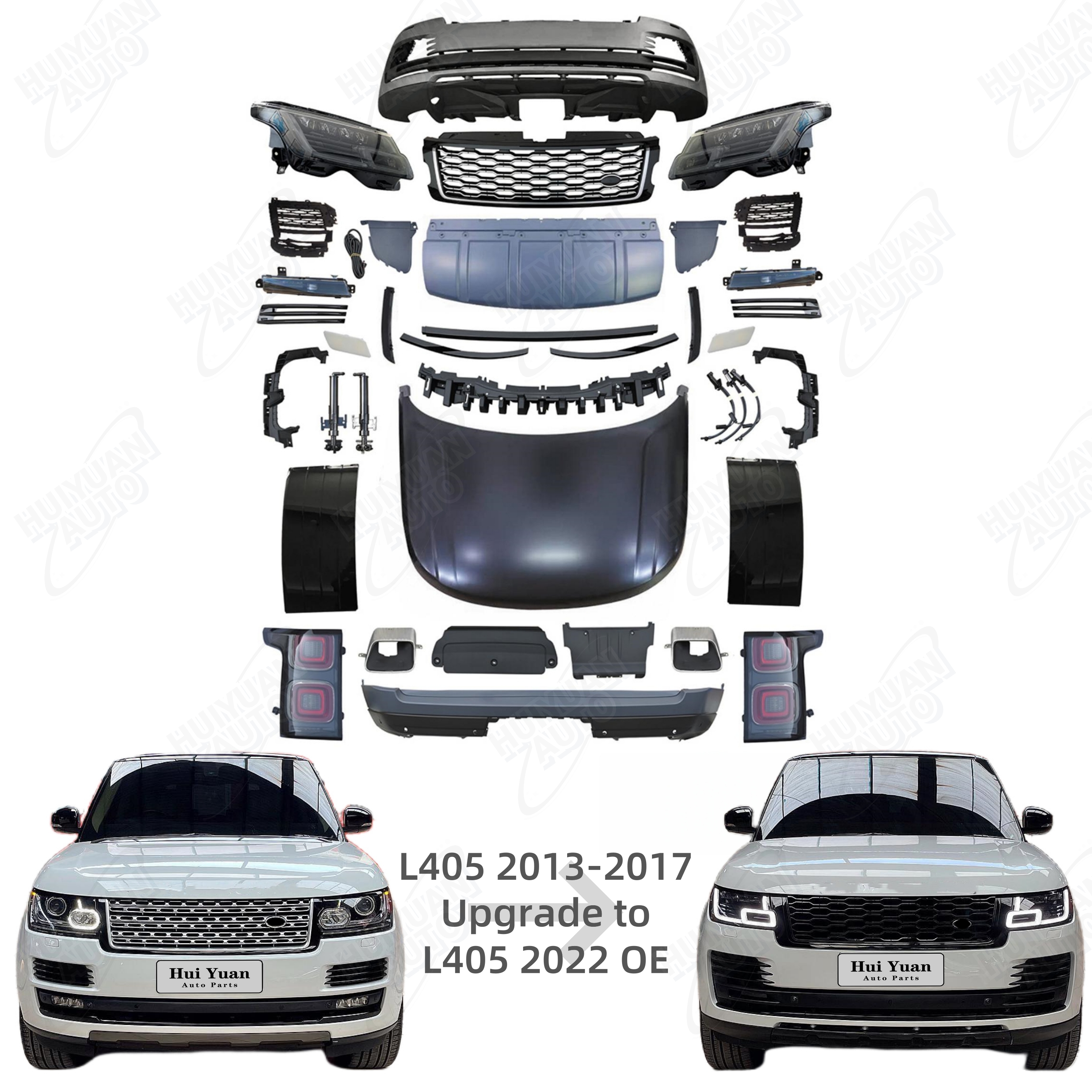 Model Kit New - レンジローバーヴォーグ2013-2017年式アップグレード2022年式OEM旧型から新型への換装用ベストセラーボディキット（フロント＆リアバンパー付属）
