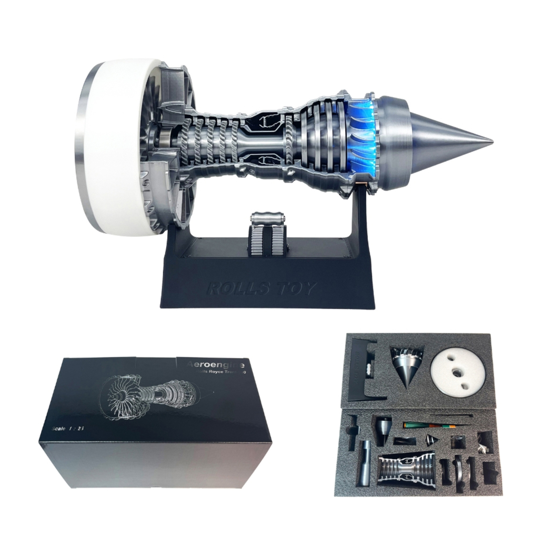 3Dプリントされたタービンエンジンモデル - LEDライト付 - Model Kit Jet Engine のレビューと価格