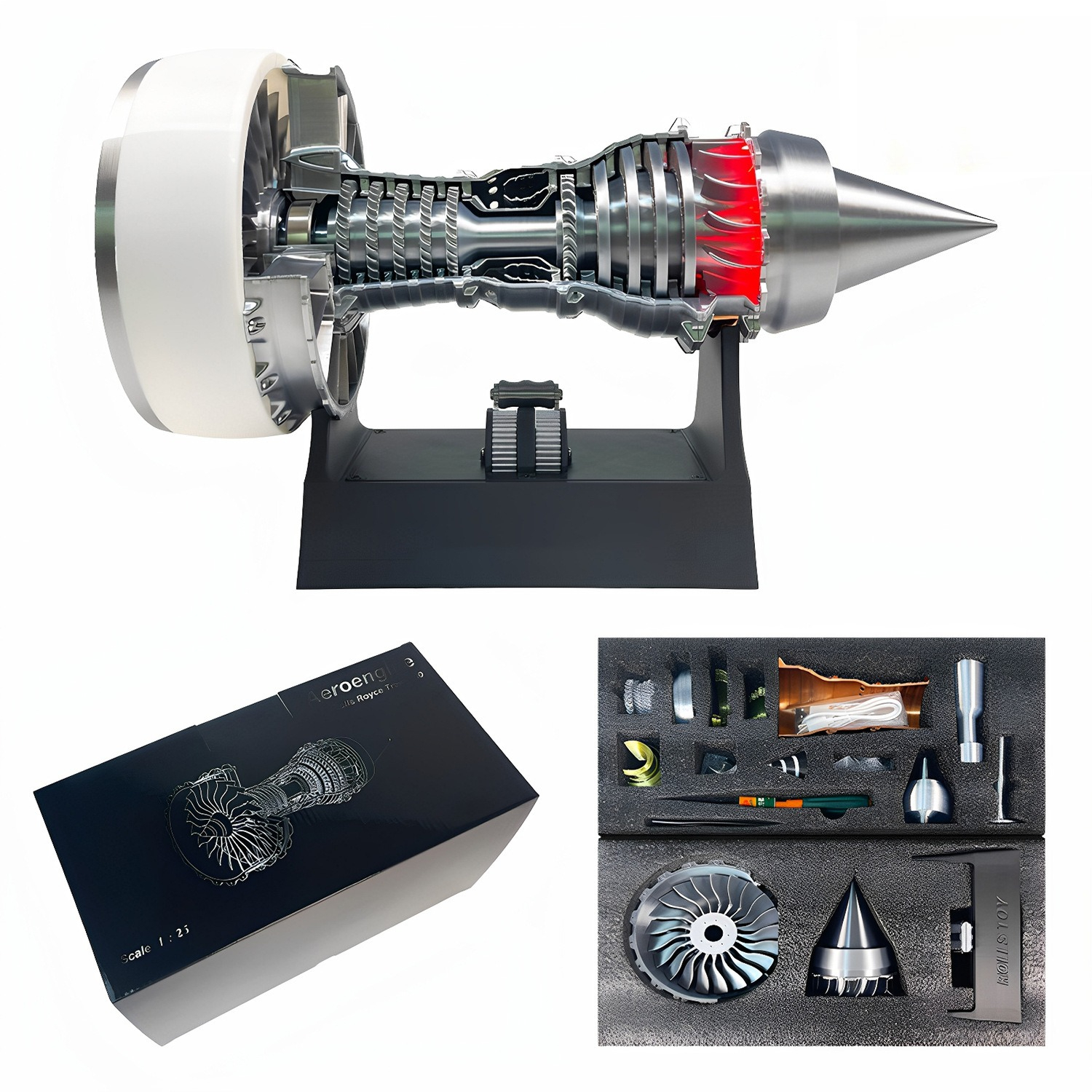 3Dプリントされたタービンエンジンモデル - LEDライト付 - Model Kit Jet Engine のレビューと価格