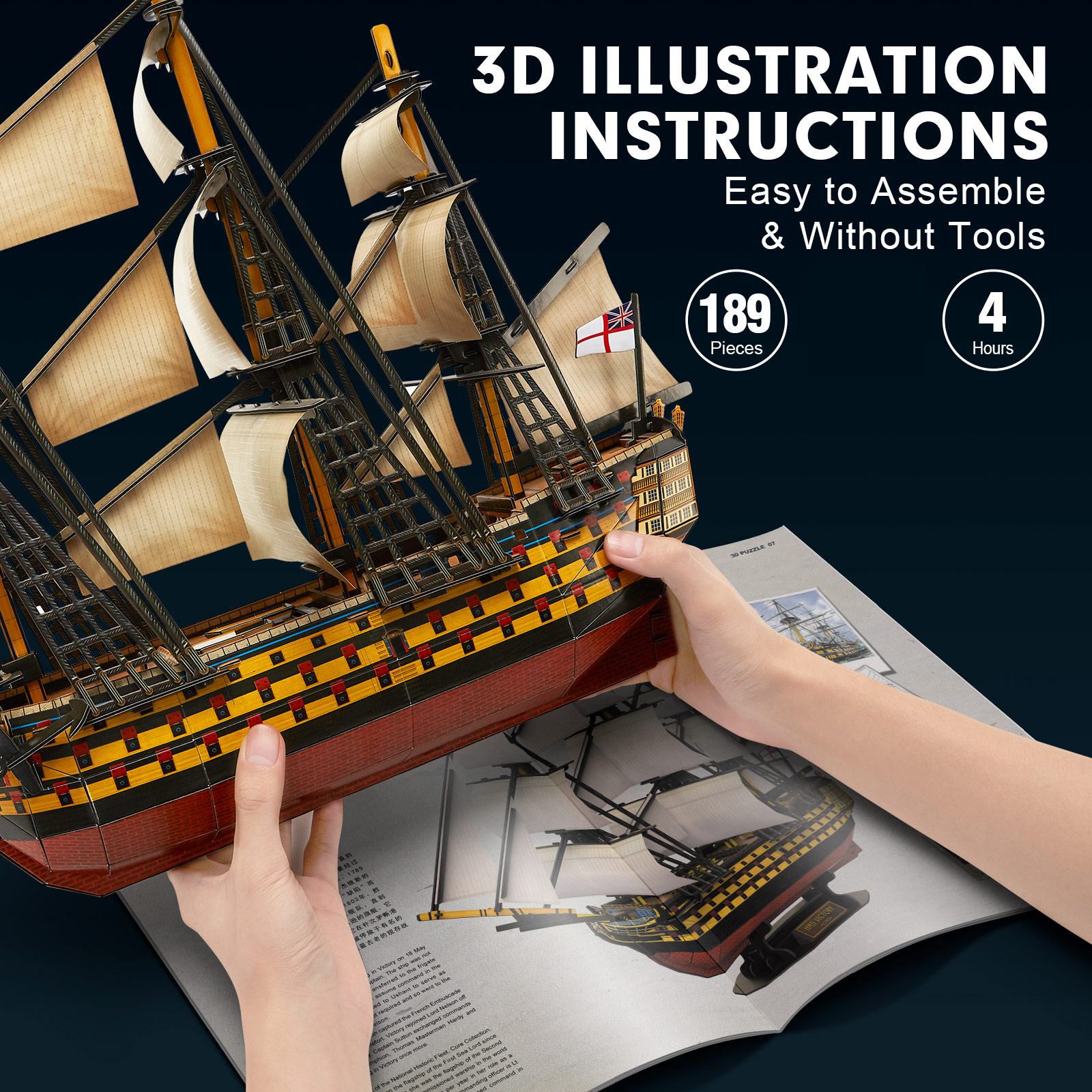 3D パズル 大型 HMS 勝利の船 船ヨット モデルキット - Model Kit Hms Victory のレビューと価格
